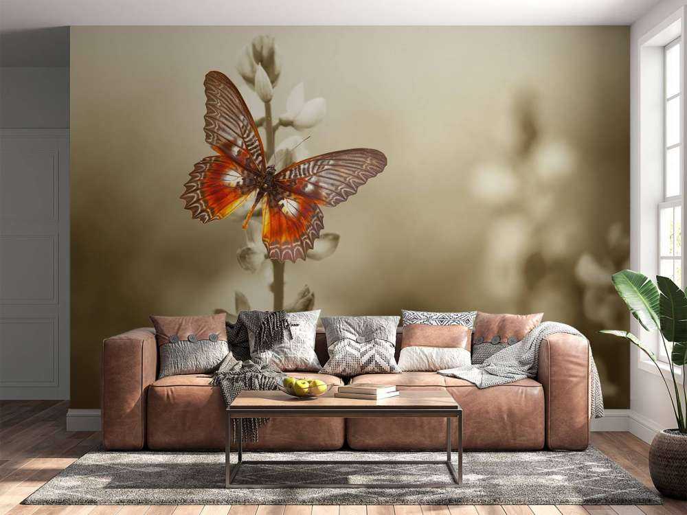 Rode Vlinder met Sepia achtergrond