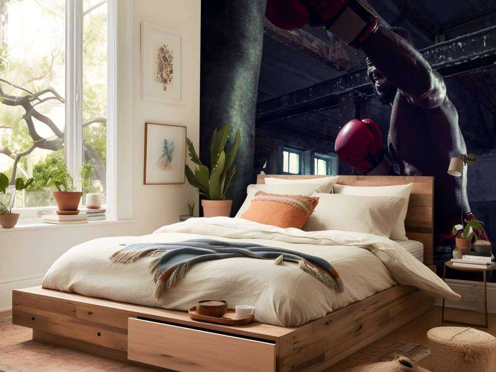 Vechtsport training in een donkere ruimte