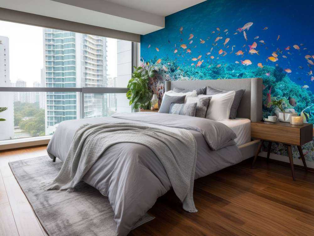 Koraalrif met kleine visjes