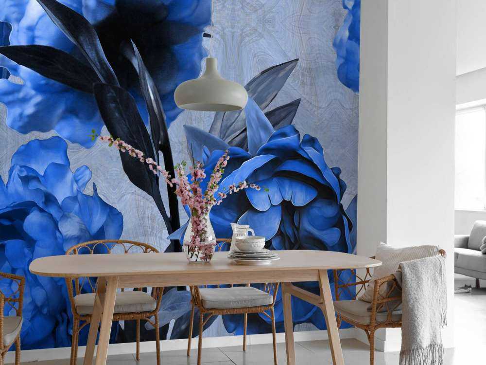 Aquarel van blauwe bloemen