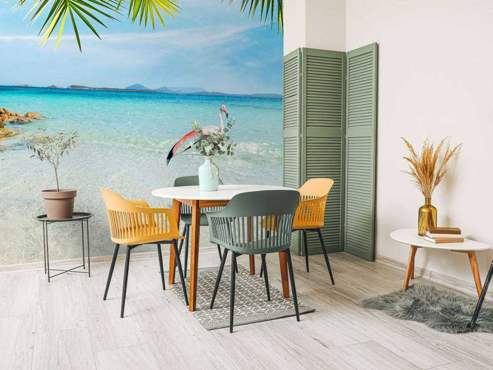 Flamingo op Tropisch Strand