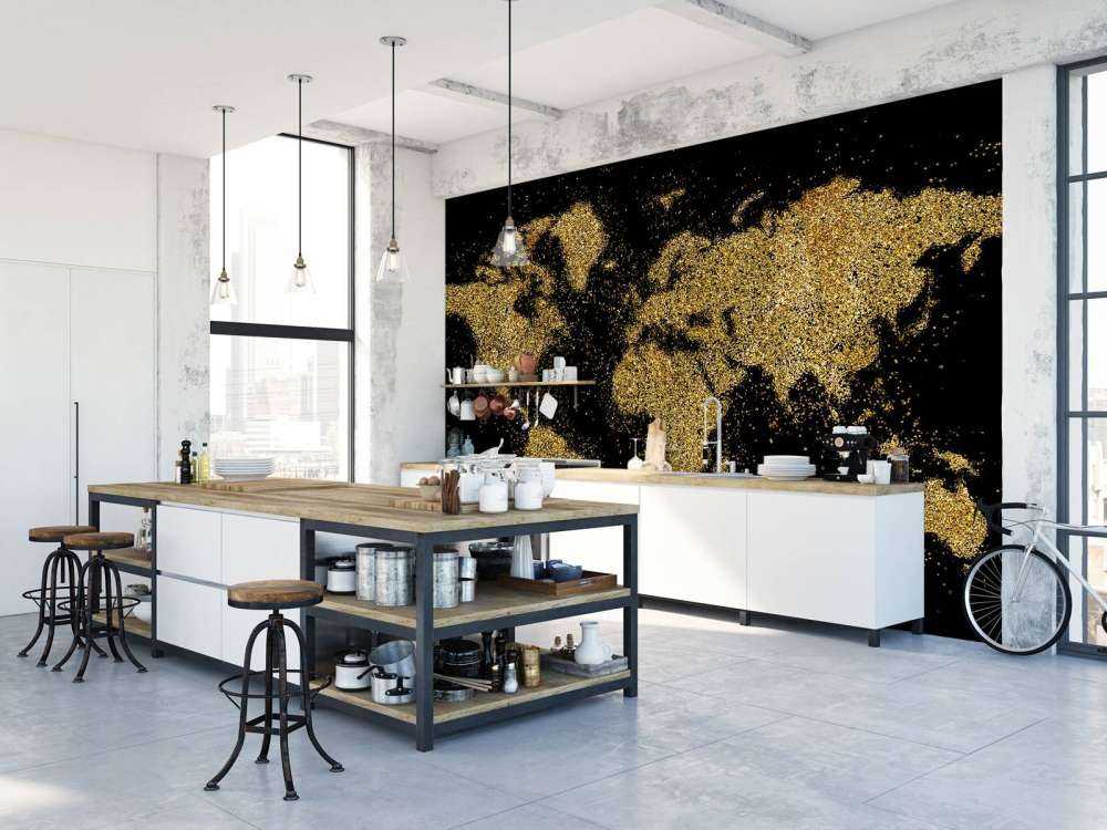 Wereldkaart van gouden glitters