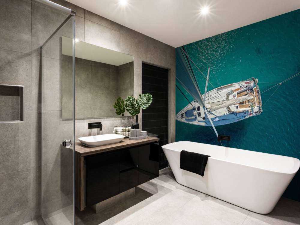 Bovenaanzicht van een zeilboot