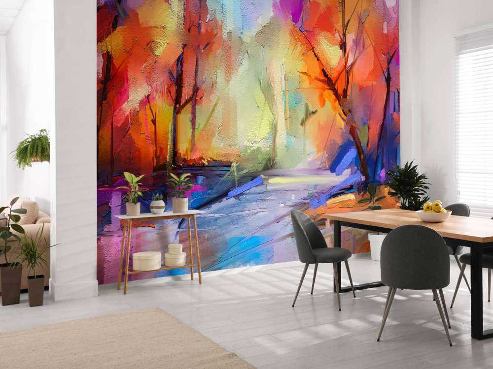 Olieverfschilderij van een bos