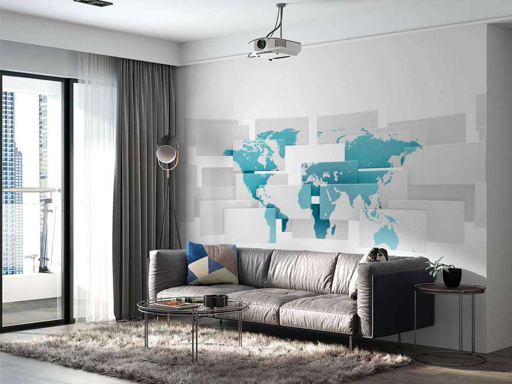 Wereldkaart op rechthoekig canvas