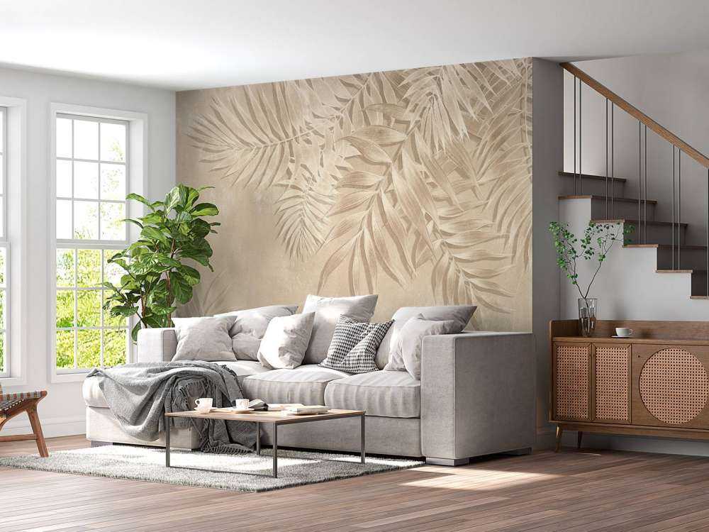 Palmbladeren textuur, beige