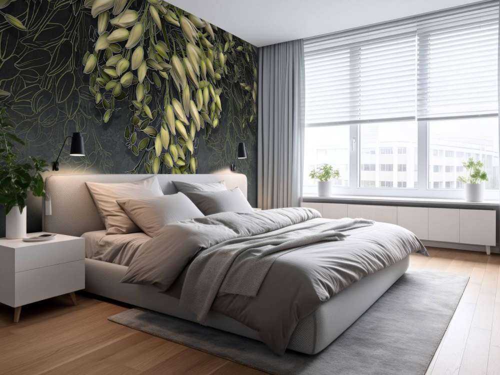 Witte bloemkelken op een donkergrijze betonstructuur