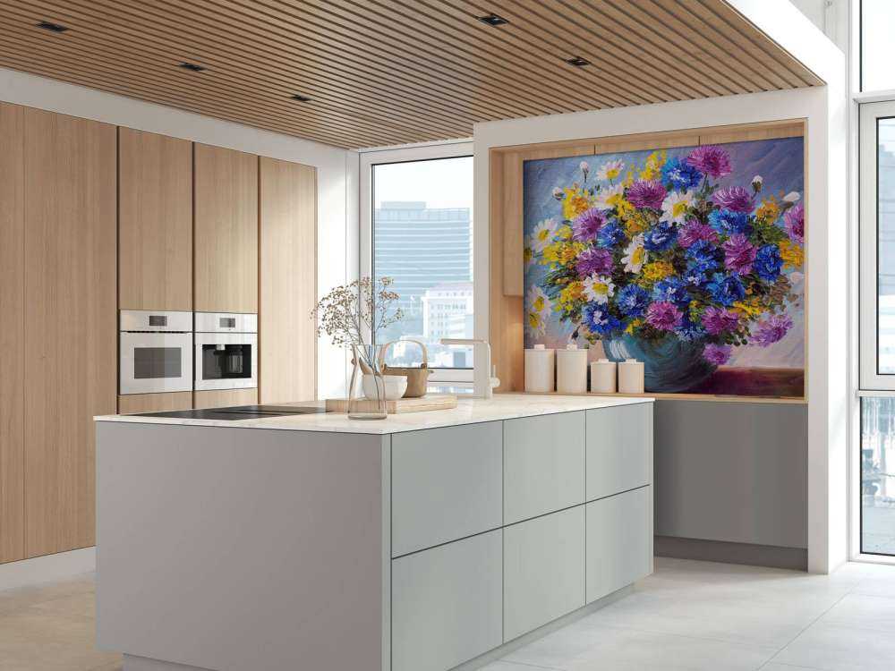 Stilleven van een vaas met kleurrijke bloemen