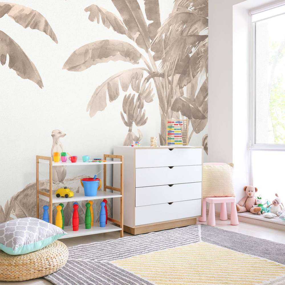 Kleine jungle dieren in taupe
