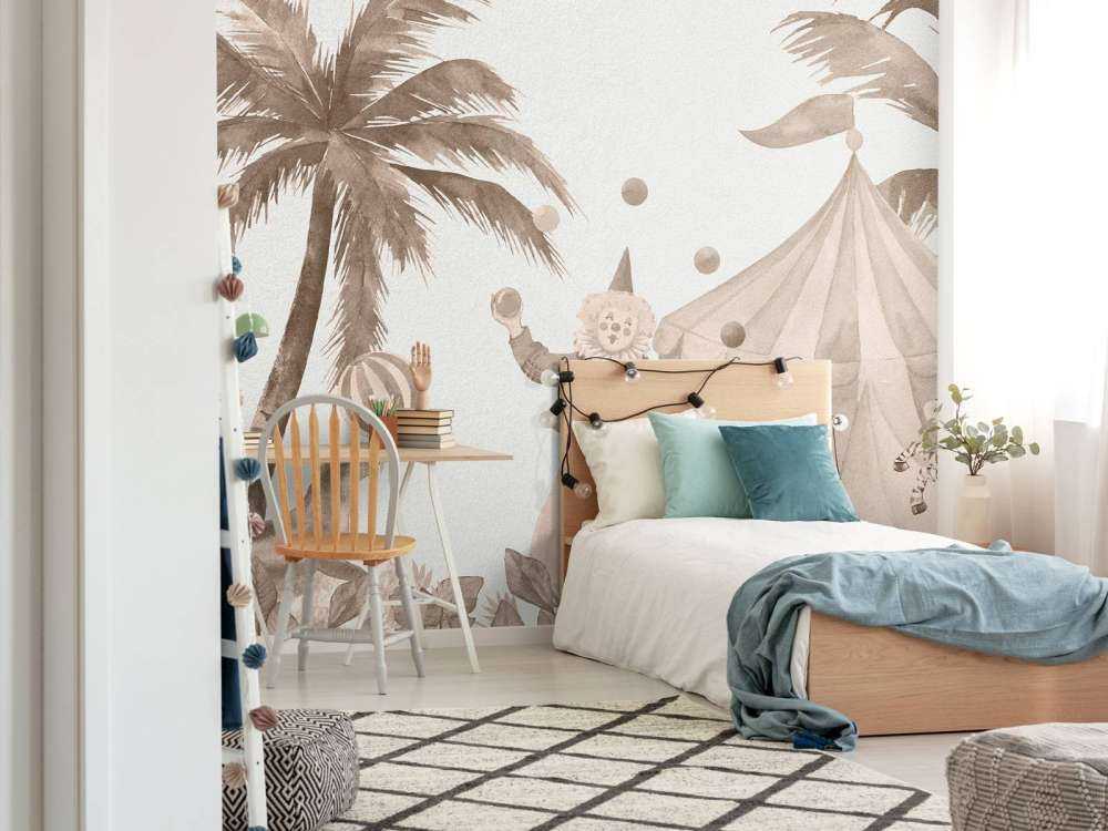 Vrolijke circus dieren taupe