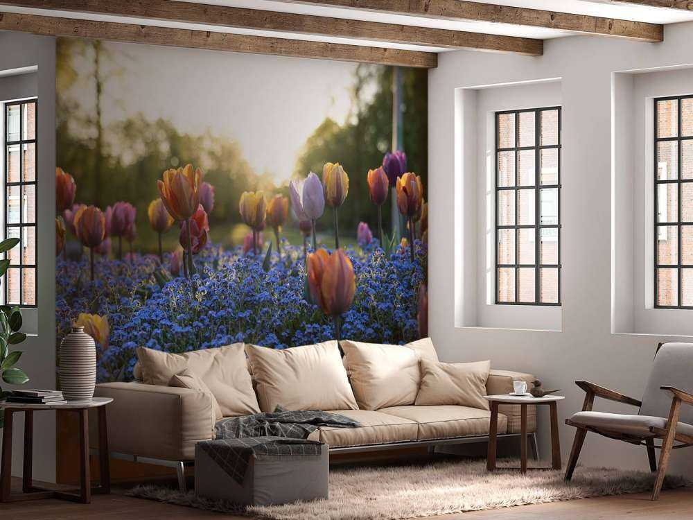 Vrolijk tulpenveld