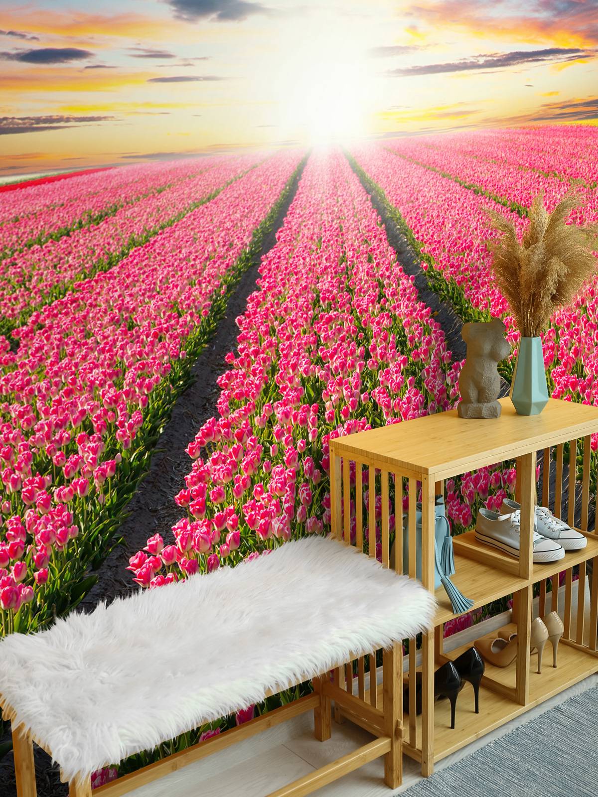 Tulpen met opkomende zon