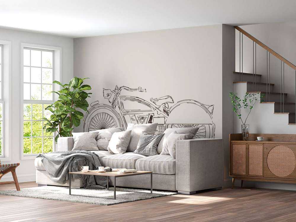 Getekende vintage motor