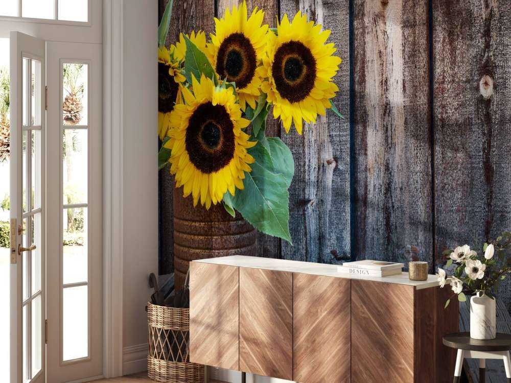 Vaas met zonnebloemen