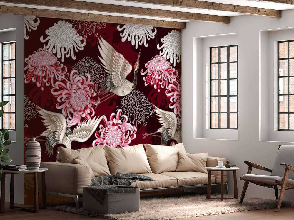 Kraanvogel patroon roze