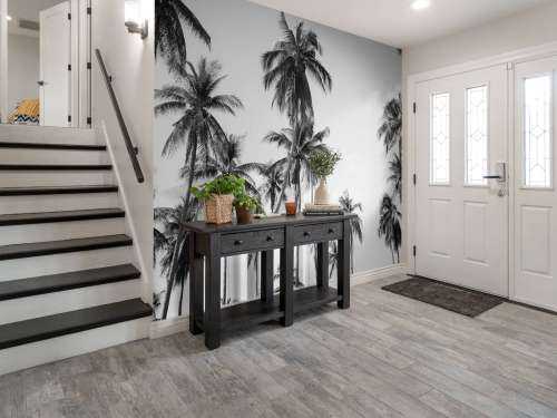 Palmbomen in zwart-wit