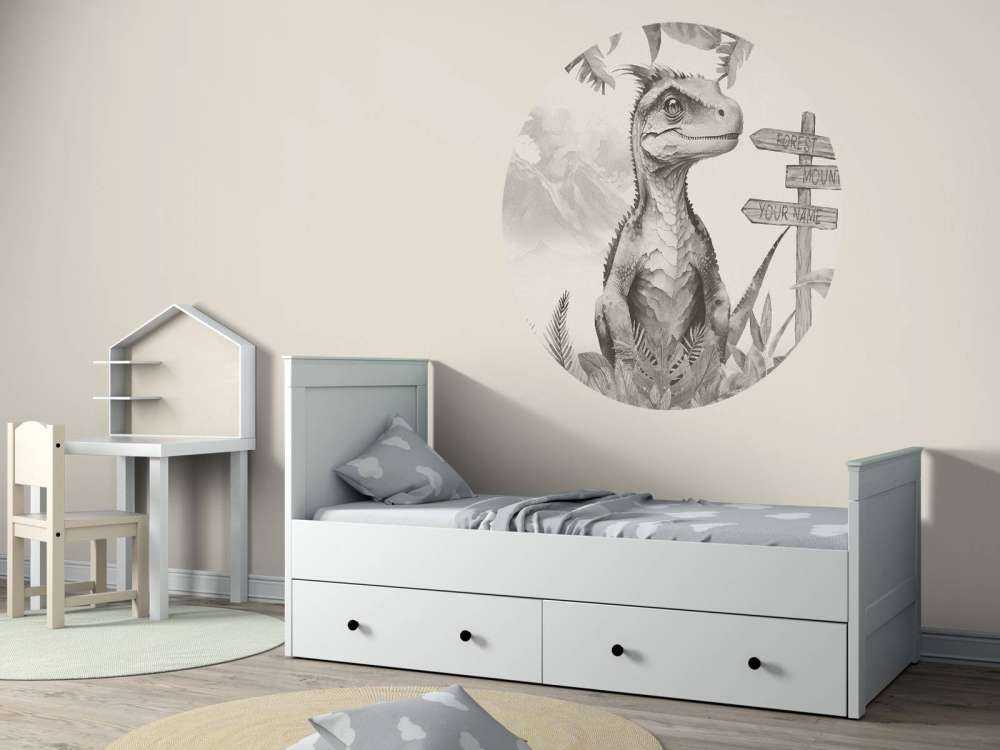 Baby velociraptor in de jungle beige