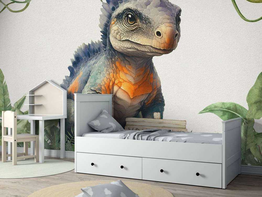 Baby ankylosaurus in de jungle