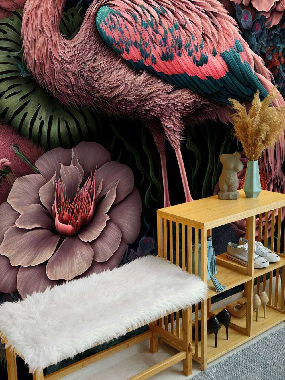 Flamingo Bloemenpracht Nacht