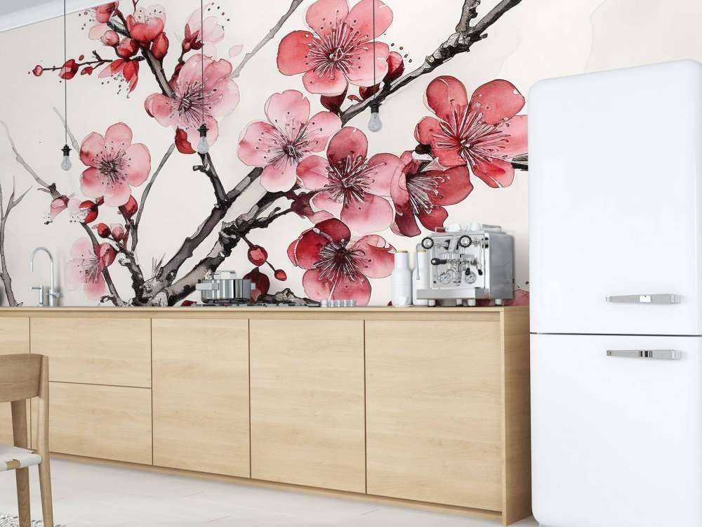 Ink Cherry Blossoms Branches #6