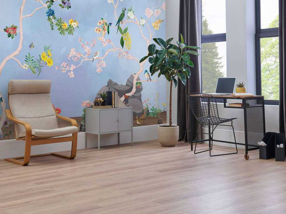 Birds in the Garden Blue Panorama