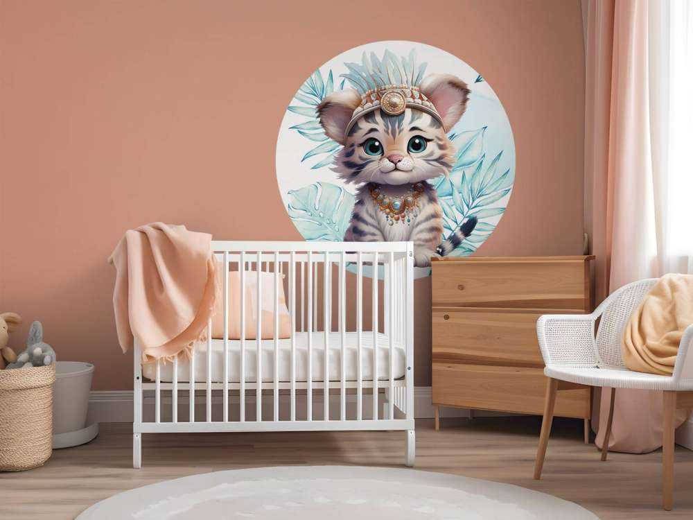 Baby tijger en blauw blad