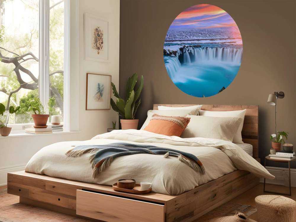 Goðafoss waterval bij zonsondergang