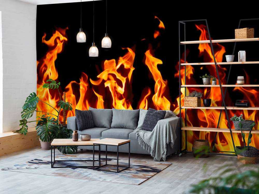 Vuur met een zwarte achtergrond