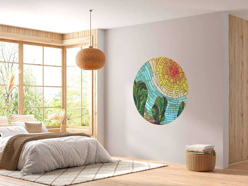 Rode zon bij de bomen