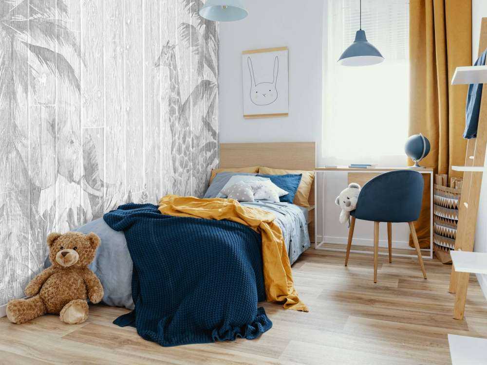 Vrolijke jungle dieren op hout