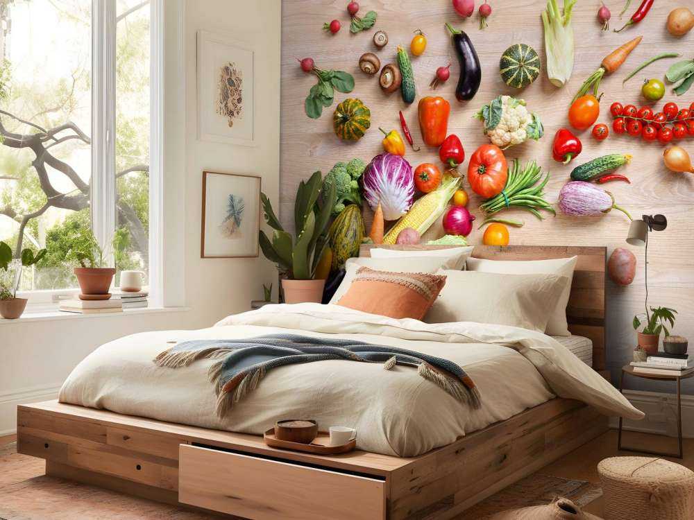 Mand met groenten en fruit