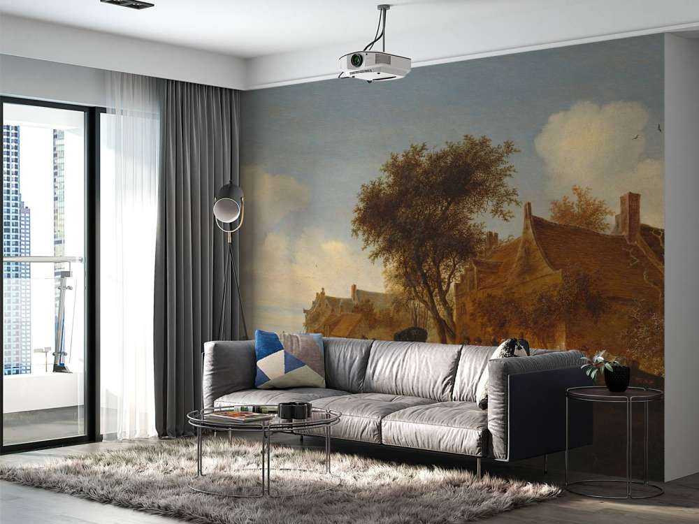 Dorpsherberg met reiswagen