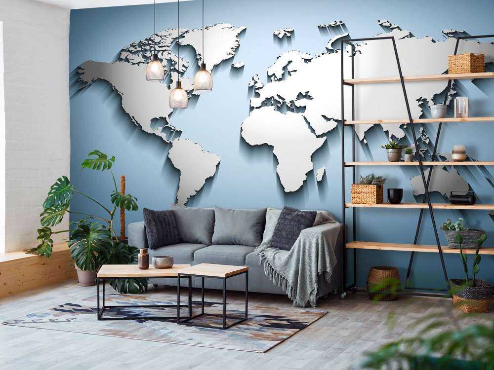 Zilveren wereldkaart in 3D