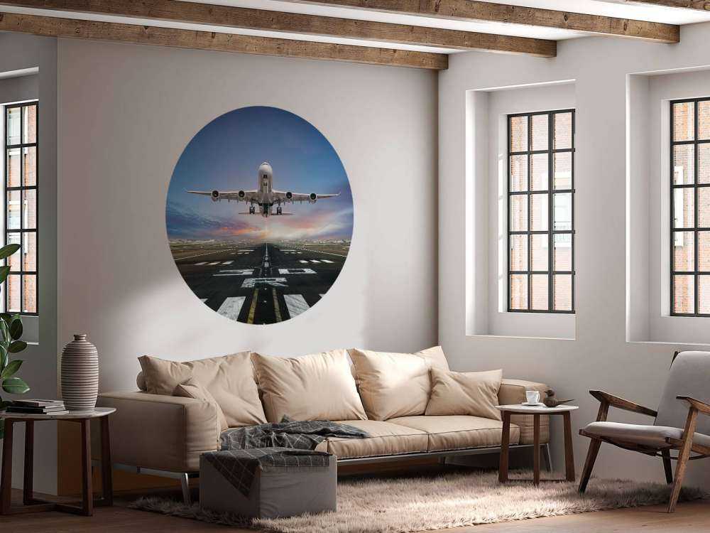 Vliegtuig stijgt op van het vliegveld