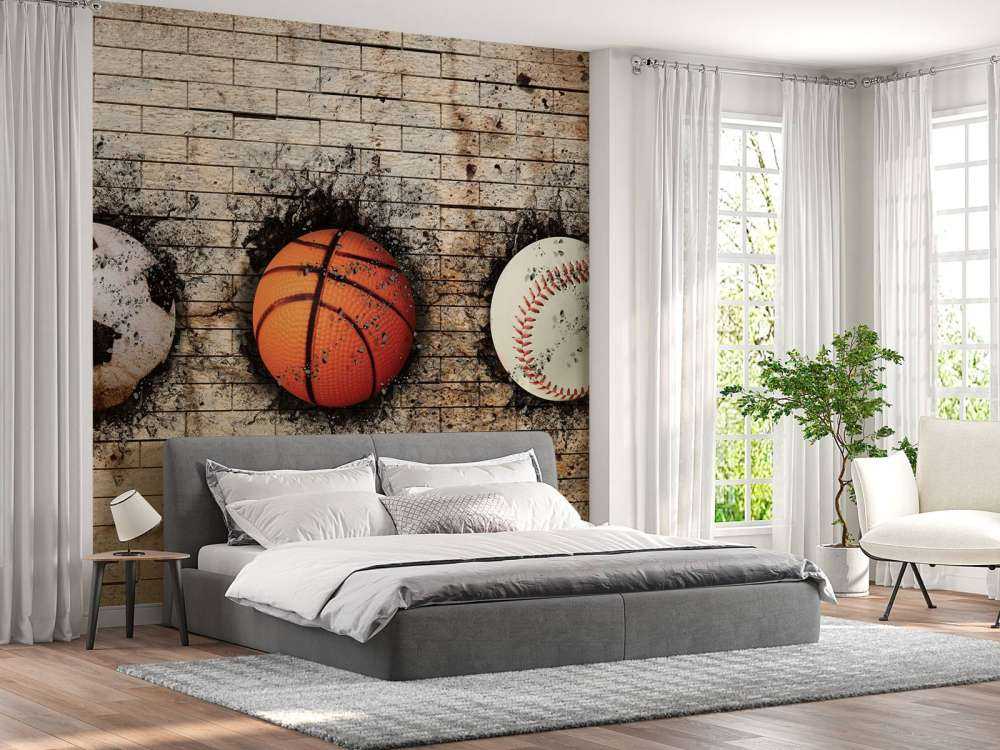 Sportballen in een muur