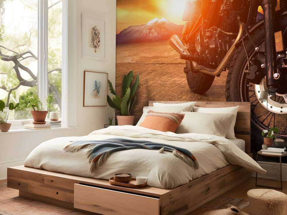 Vintage motor bij zonsondergang close-up