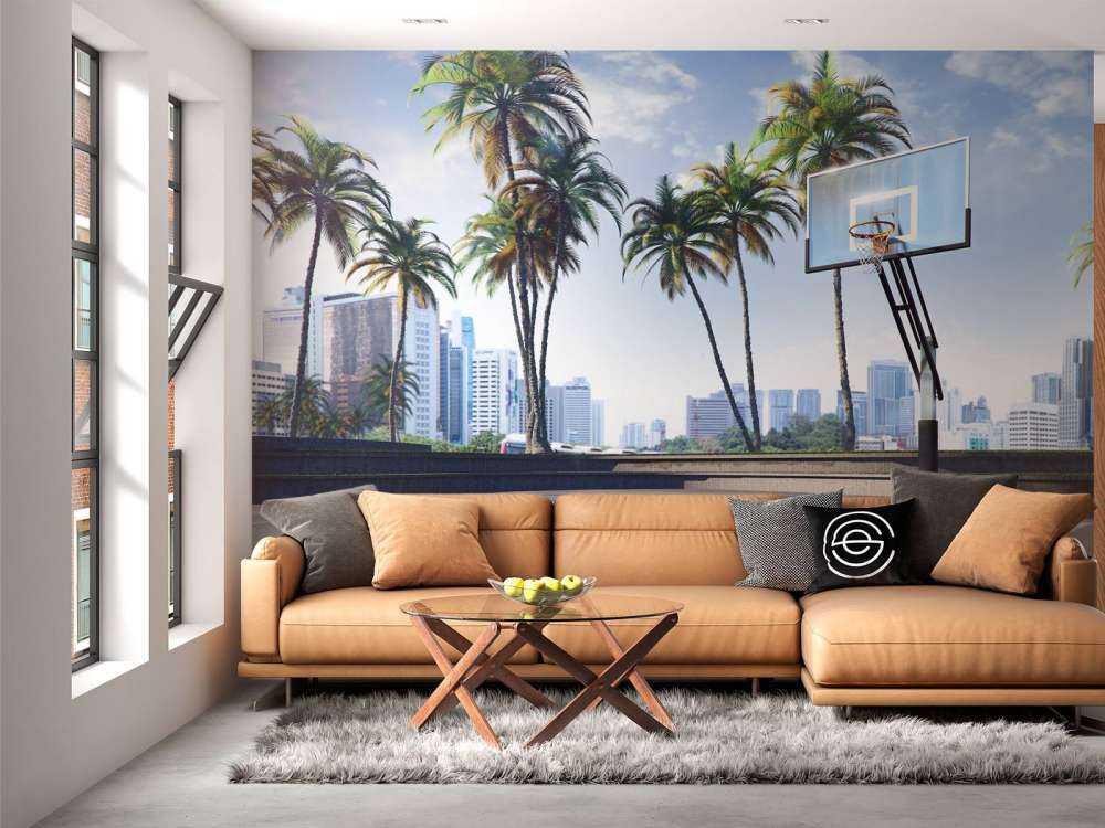 Basketbalveld in een moderne stad