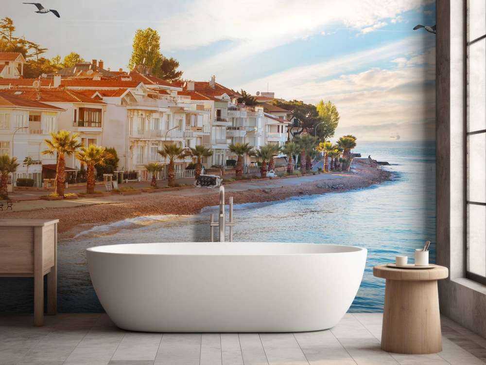 Kinaliada bij zonsondergang