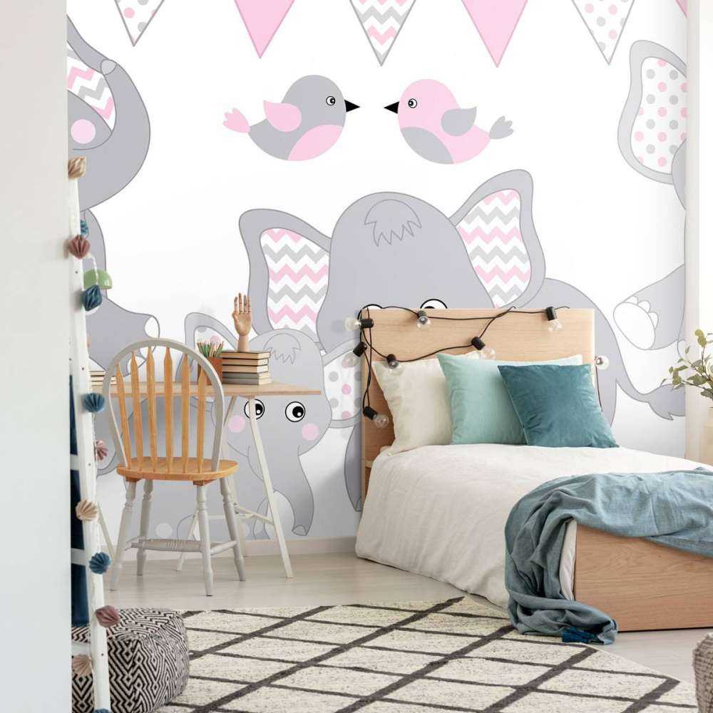 Olifanten en vogeltjes met slingers