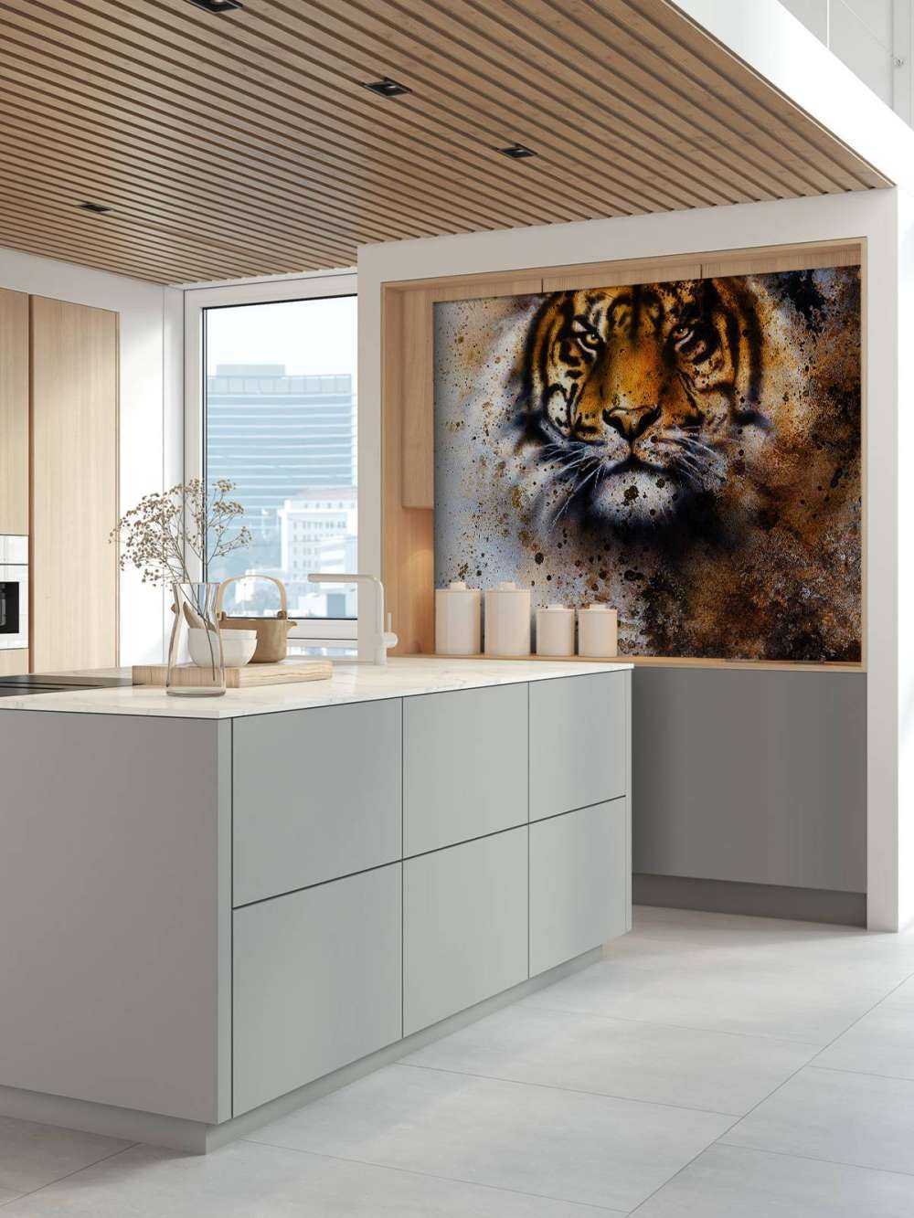 Stoere tijger schilderij