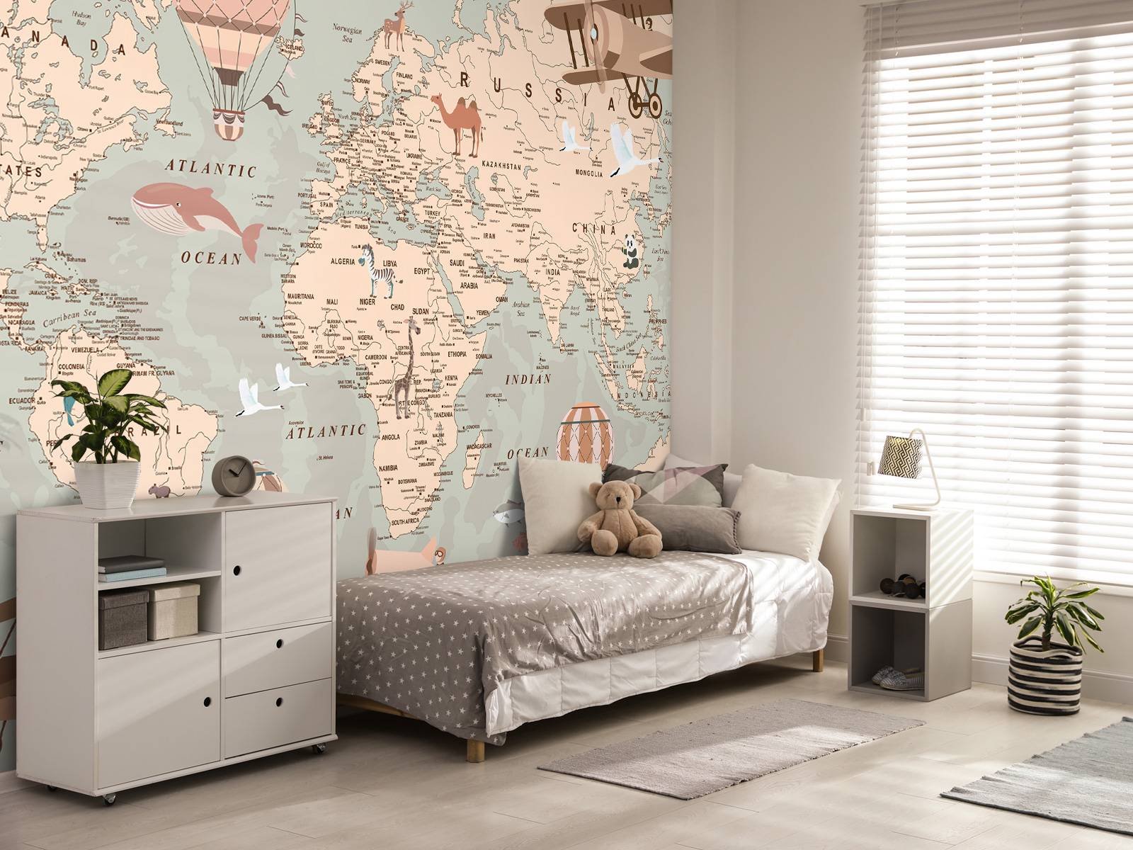 Beige wereldkaart