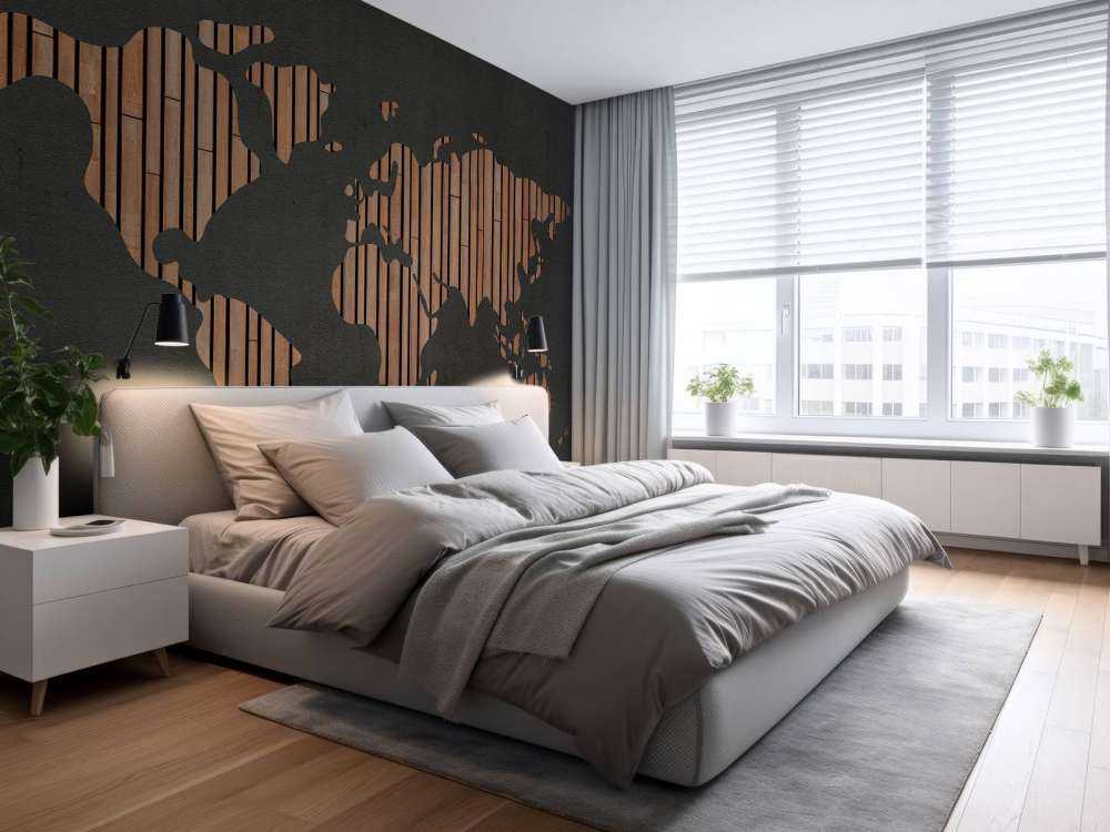 Wereldkaart met houten planken