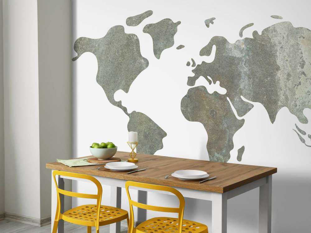 Groen wereldkaart van metaal structuur