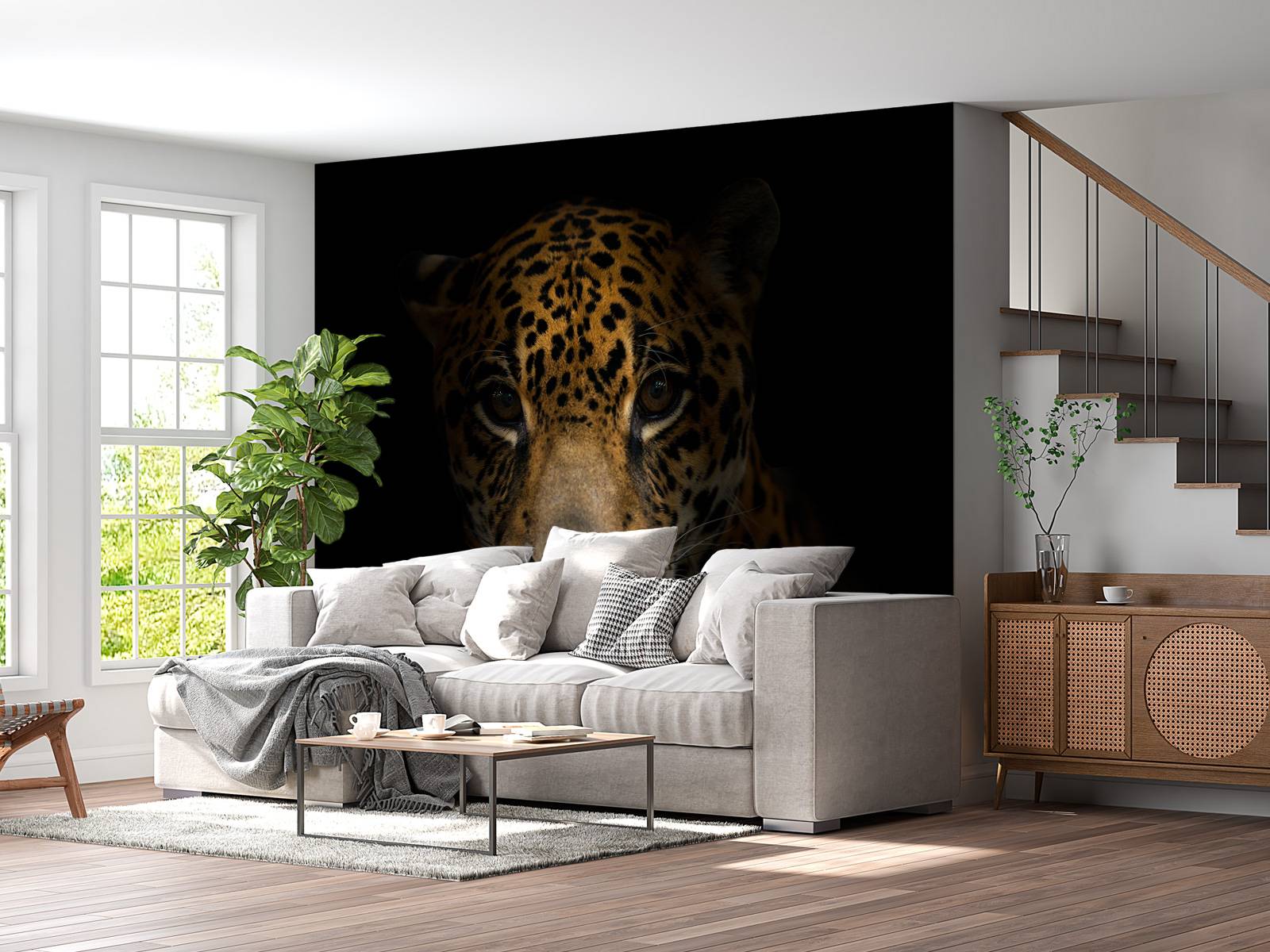 Jaguar met een donkere achtergrond