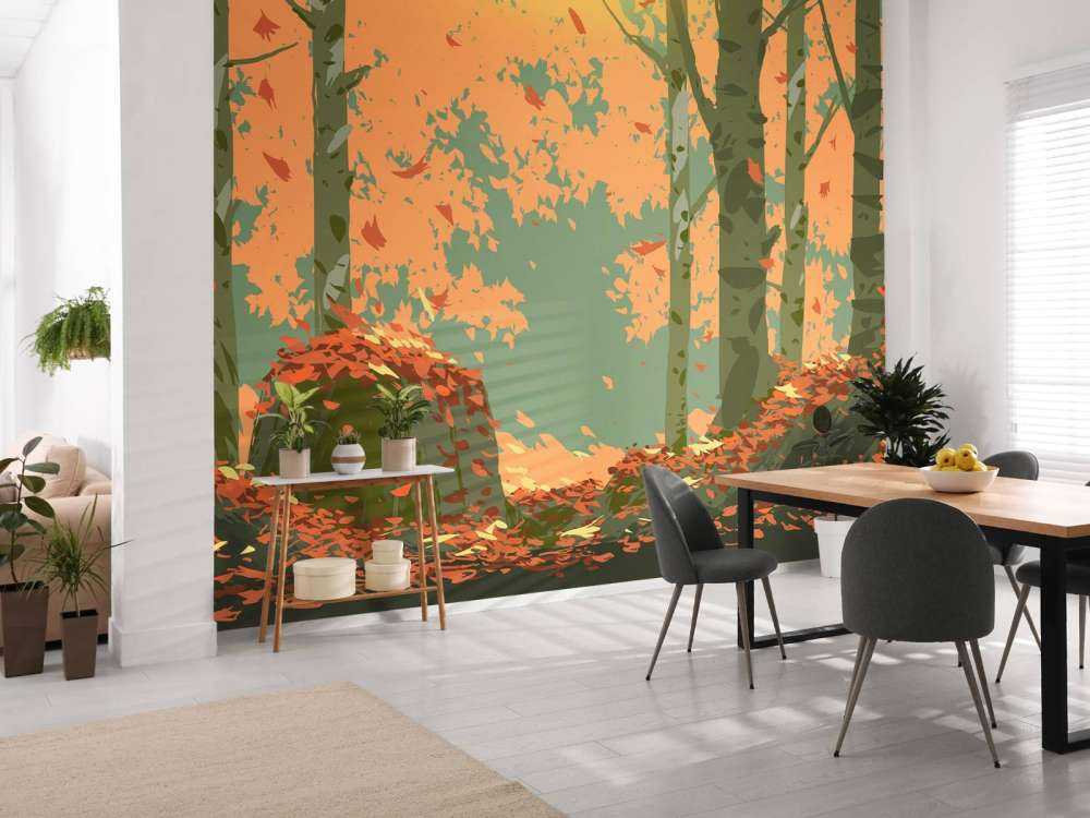 Herfstbos illustratie