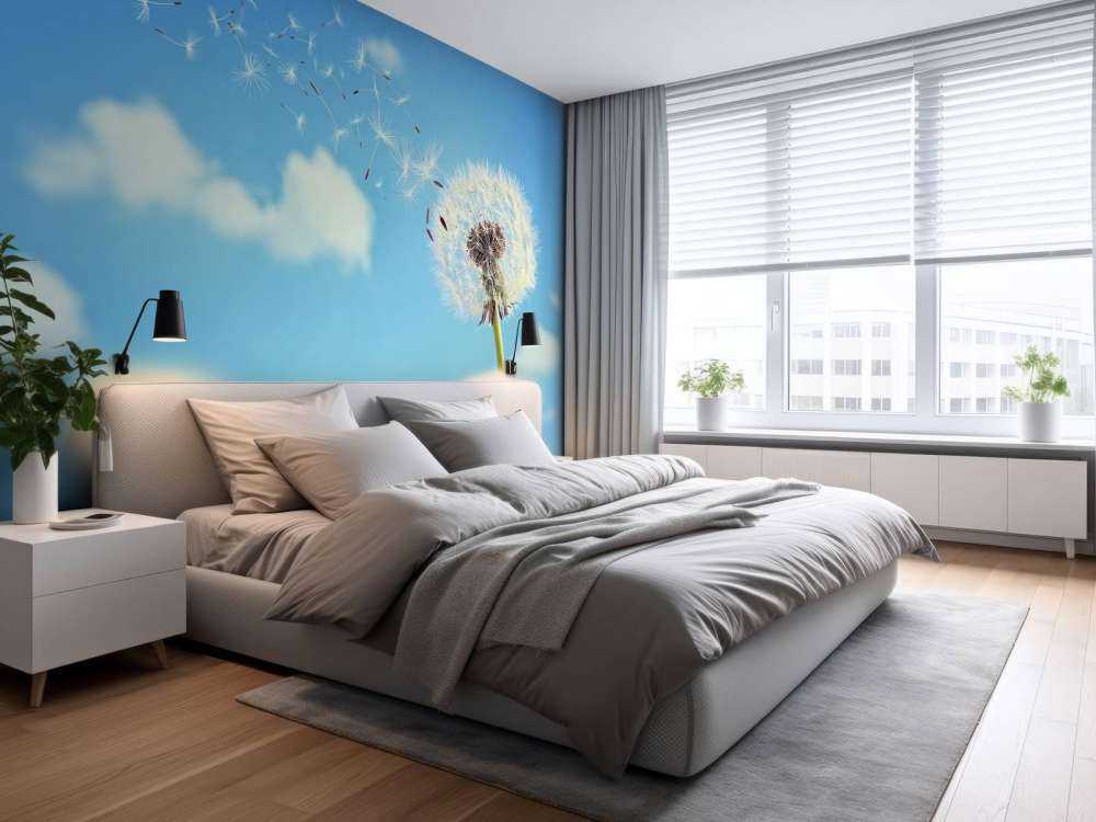 Vliegende paardenbloemzaadjes