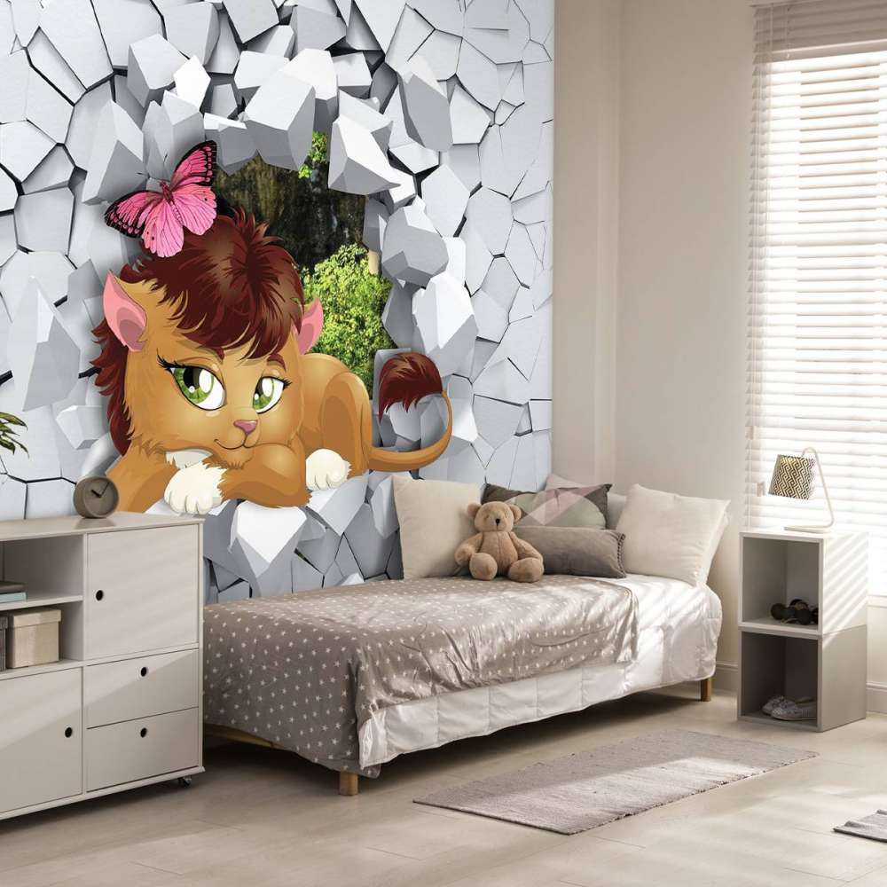 Leeuw in een muur