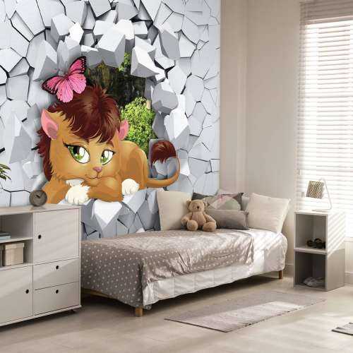 Leeuw in een muur