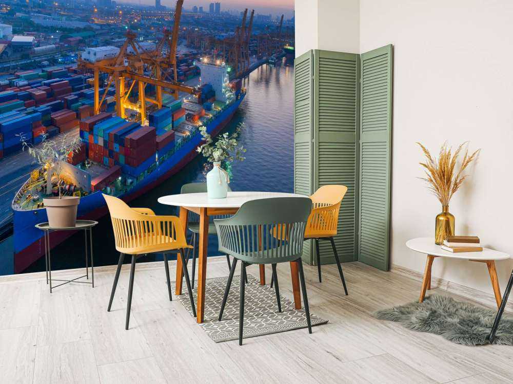 Luchtfoto van een containerschip in de haven