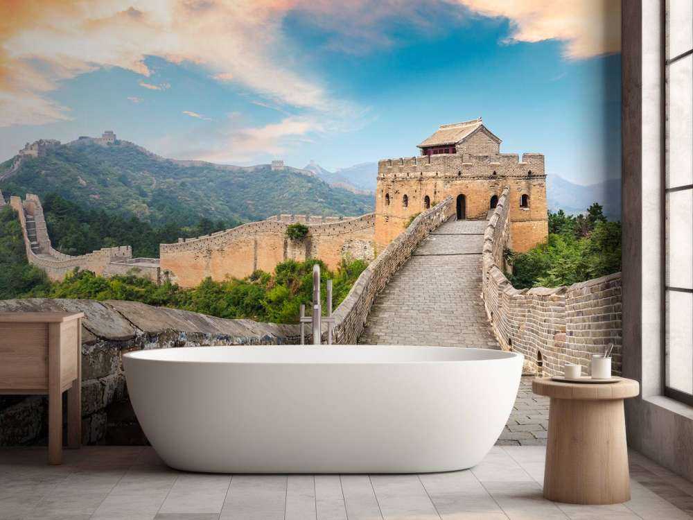 De Chinese Muur bij zonsondergang